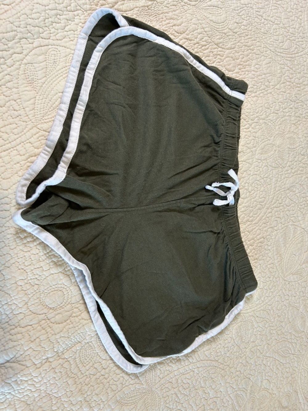 Melrose and Market Olive Green Kids Shorts with White Trim